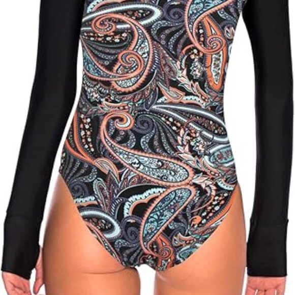 RELLECIGA | Size Small Long-sleeve Zip RashGuard Women's Swimsuit NWT - Picture 5 of 11
